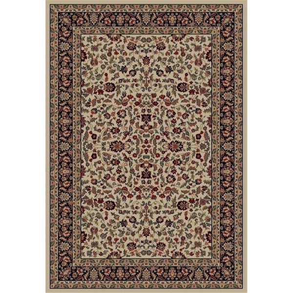 Concord Global Trading 3 ft. 11 in. x 5 ft. 7 in. Jewel Kashan Border - Ivory, Black 40634 - main